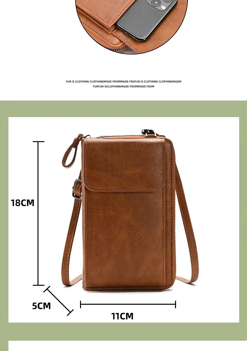 Women’s Crossbody Phone Wallet – Small PU Leather Shoulder & Handbag
