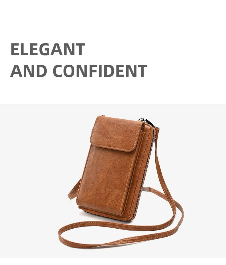 Women’s Crossbody Phone Wallet – Small PU Leather Shoulder & Handbag