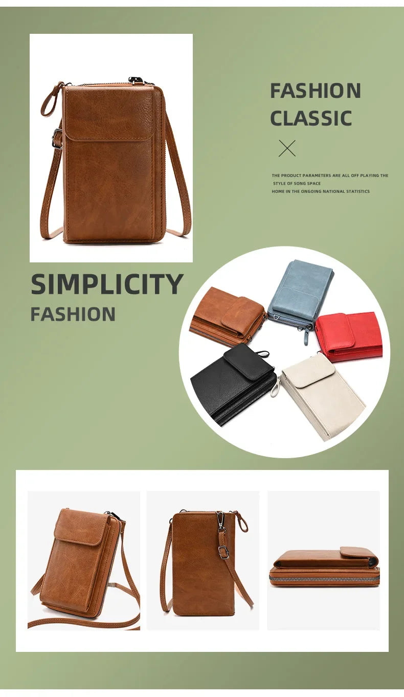 Women’s Crossbody Phone Wallet – Small PU Leather Shoulder & Handbag